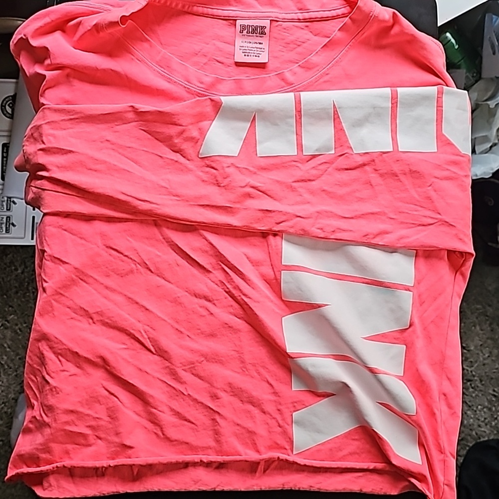 PINK VS Long sleeve crop top small pink
